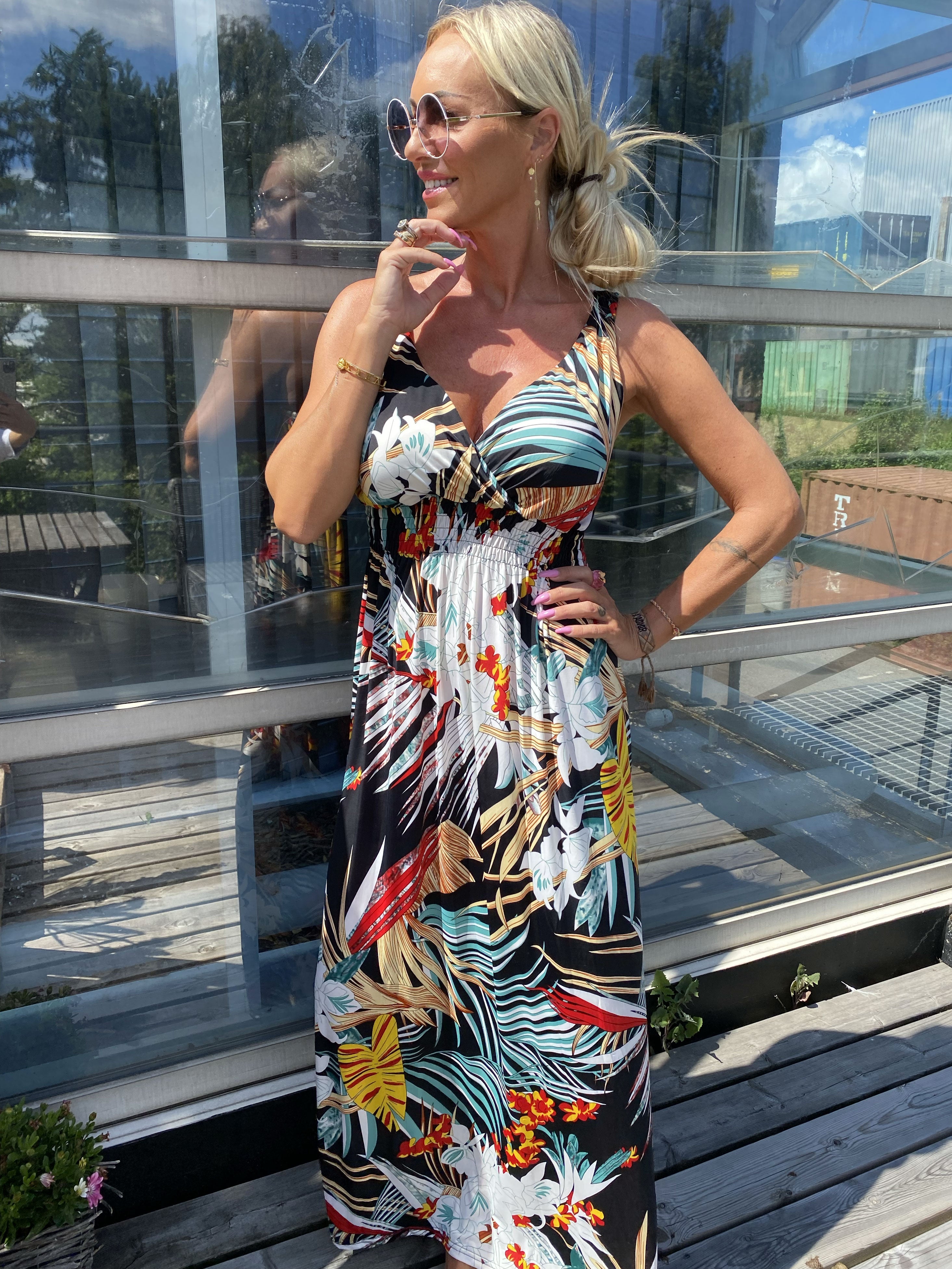 Carmina - Mønstret stropkjole i elastisk stof